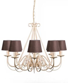 Candeeiro de teto bege 60 cm com abajures castanhos - Giuseppe