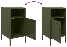 Mesas de cabeceira 2 pcs 36x39x68 cm aço verde-azeitona