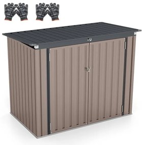 Galpão de jardim externo Galpão de ferramentas de jardim com 2 portas Design inclinado Ventilação Estrutura de metal galvanizado 235x117x185cm Cinza escuro