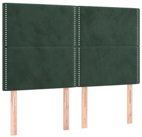Estrutura de cama sem colchão 140x200 cm veludo verde-escuro