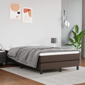 3120691 vidaXL Estrutura de cama com molas 120x200cm couro artificial castanho