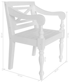 Cadeiras Batávia 2 pcs madeira de mogno maciça branco