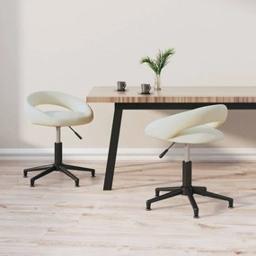 vidaXL Cadeiras de jantar giratórias 2 pcs veludo cor creme