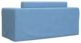 Sofá-cama infantil de 2 lugares pelúcia macia azul