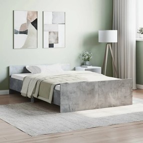 vidaXL Estrutura de cama c/ painéis de cabeceira e pés cinza cimento