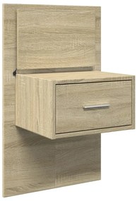 Mesa de cabeceira de parede com luzes LED carvalho sonoma