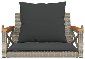 Banco baloiço com almofadões 63x62x40 cm vime PE cinzento