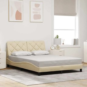 vidaXL Estrutura de cama sem colchão 120x200 cm tecido cor creme