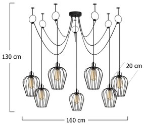 Chandelier Tel – Preto – Diâmetro 160 cm, Altura 130 cm