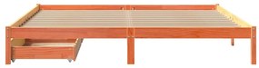 Cama sem colchão 200x200 cm pinho maciço castanho-mel