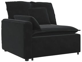 Sofá modular com almofadas veludo preto