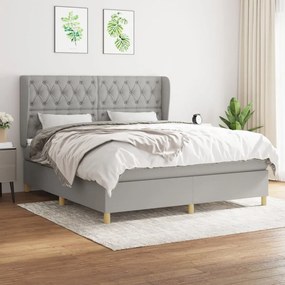 vidaXL Cama com molas/colchão 160x200 cm tecido cinzento-claro