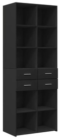 Armário de arrumação 70x42,5x225 cm derivados de madeira preto