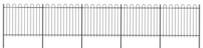 vidaXL Cerca de jardim com arco superior em aço 892,5x150 cm preta