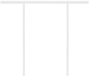 Toldo retrátil automático com postes 3,5x2,5 m azul e branco
