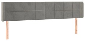 Cabeceira cama c/ luzes LED veludo 163x16x78/88 cm cinza-claro