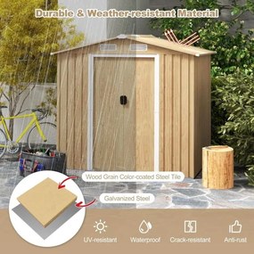 Abrigo jardim com base de fundação (SEM PISO) em metal galvanizado 196 x 142 x 186 cm Castanho