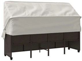 Espreguiçadeira com toldo e almofadões vime PE castanho