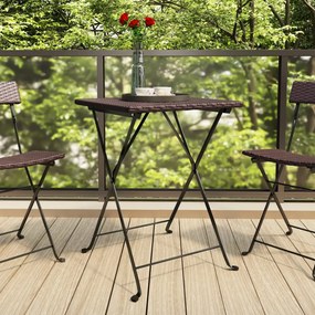 vidaXL Mesa de bistrô dobrável 55x54x71 cm vime PE castanho