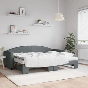 vidaXL Sofá-cama c/ gavetão e colchões 80x200cm tecido cinzento-escuro