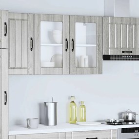 Armário de parede de cozinha porta vidro Lucca cinza sonoma