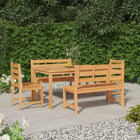 vidaXL 5 pcs conjunto de jantar p/ jardim madeira de teca maciça