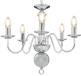 281616 vidaXL Lustre de 5 lâmpadas E14 prateado