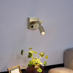 Candeeiro de Parede Moderno Dourado com USB-C Inclinável - Rex