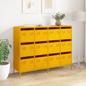 Aparador 135x39x103,5 cm aço laminado a frio amarelo mostarda