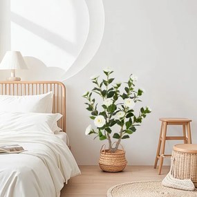 Planta de flores artificiais para casamento com folhas elegantes de PEVA e troncos multi-ramificados - rosa