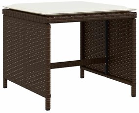 Bancos jardim com almofadões 4 pcs 41x41x36 cm vime PE castanho