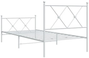 Estrutura de cama com cabeceira e pés 90x190 cm metal branco