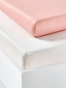 Conjunto de 2 lençóis com elástico em algodão reciclado para criança rosa-pálido