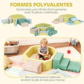 Circuito de motricidade para bebés, módulo de motricidade para bebés com piscina de bolas, capa lavável, 160 x 137,5 x 30 cm, multicolorido