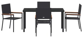 Conjunto de Jantar de Jardim de 5 Peças Preto de Rattan Sintético