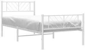 Estrutura de cama com cabeceira e pés 100x190 cm metal branco