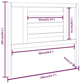 Cabeceira de cama 106x4x100 cm pinho maciço branco