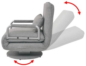 Poltrona/Cama Giratória em Tecido - Cinzento-Claro - Design Moderno