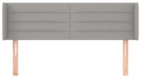 Cabeceira de cama c/ abas tecido 147x16x78/88 cm cinzento-claro