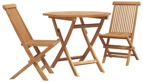 vidaXL Conjunto de Jantar para Jardim 3 pcs Castanho