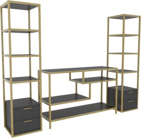 Unidade de TV Robbins – Dourado e Antracite – 198 cm x 39 cm x 160 cm