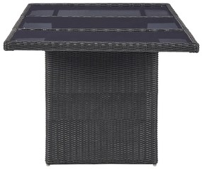 9 pcs conjunto de jantar para jardim vime PE preto