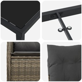 Conjunto de Jantar de Jardim de 7 Peças com Almofadas Cinza Rattan PE