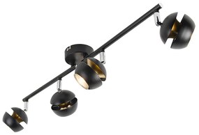 Projetores modernos 4 luzes preto com interior dourado - Buell Deluxe Moderno