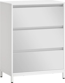 HOMCOM Cômoda Espelhada Moderna com 3 Gavetas, 60x35x80 cm, Branca | Aosom Portugal