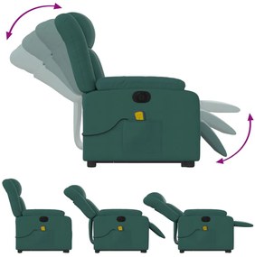 Poltrona elétrica elevatória massagens tecido verde-escuro