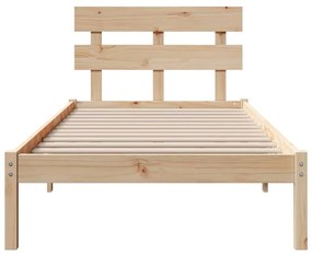 Estrado de Cama com Cabeceira 90x200 cm Madeira Maciça de Pinho