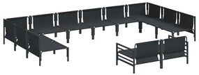 Conjunto de Sofá de Jardim 12 pcs Cinzento-escuro Aço