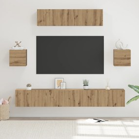 vidaXL Conjunto de Estante para TV Outros 7 pcs Carvalho Artesanal