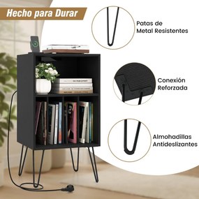 Suporte para Gira-discos, 48 x 40 x 88 cm, Estação de Carregamento Integrada, Preto